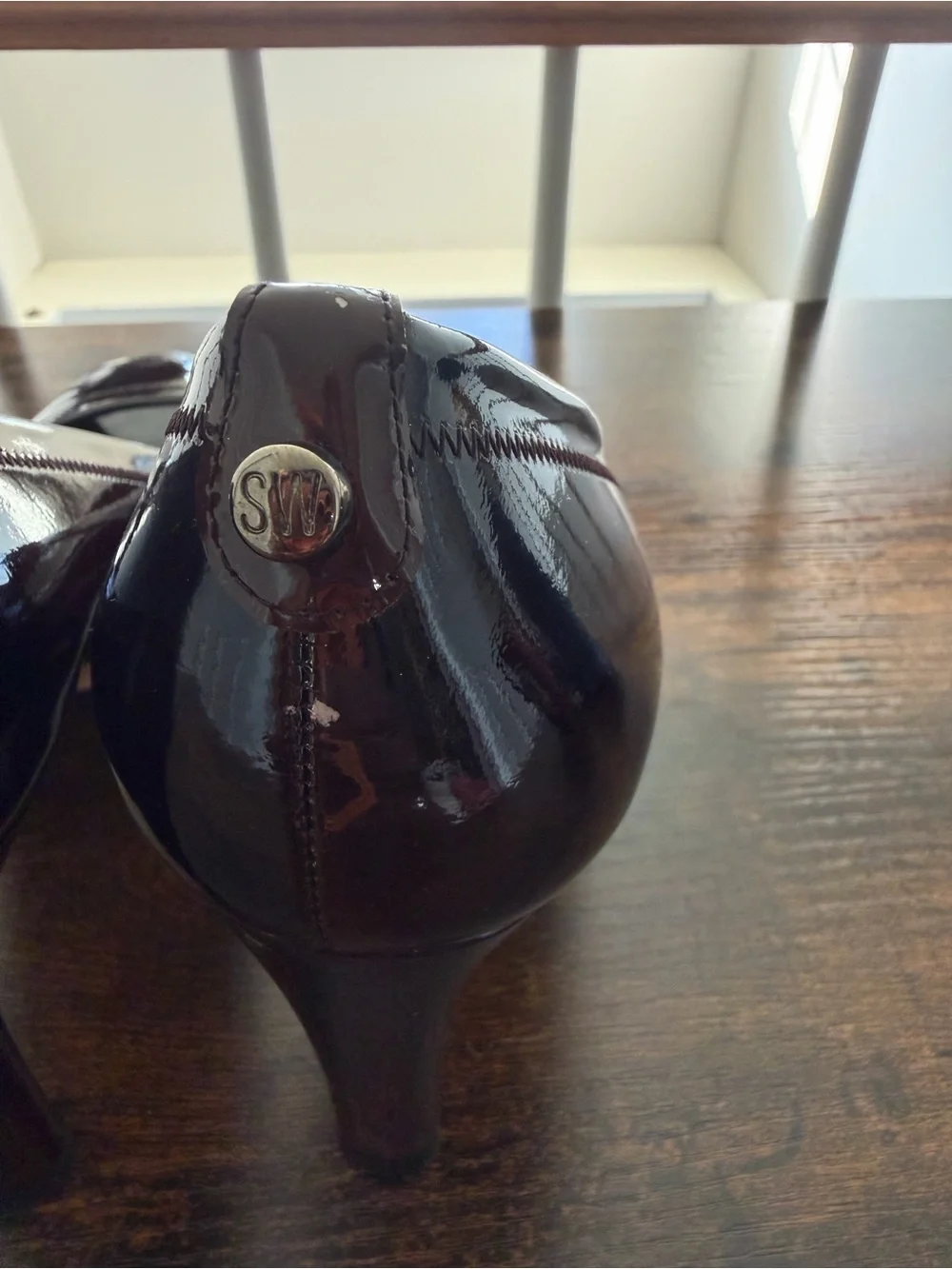 Stuart Weitzman Black Patent Leather Round-Toe Pumps
